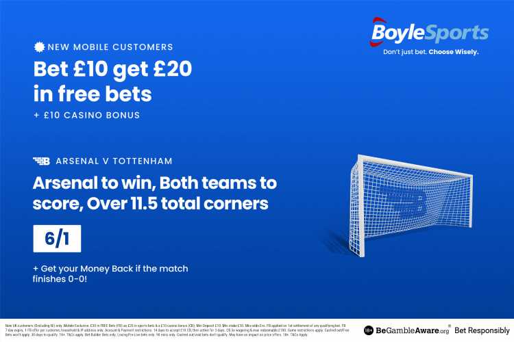 Arsenal vs Tottenham: Get £20 in free bets and £10 bonus, plus money back if the match finishes 0-0 with BoyleSports | The Sun