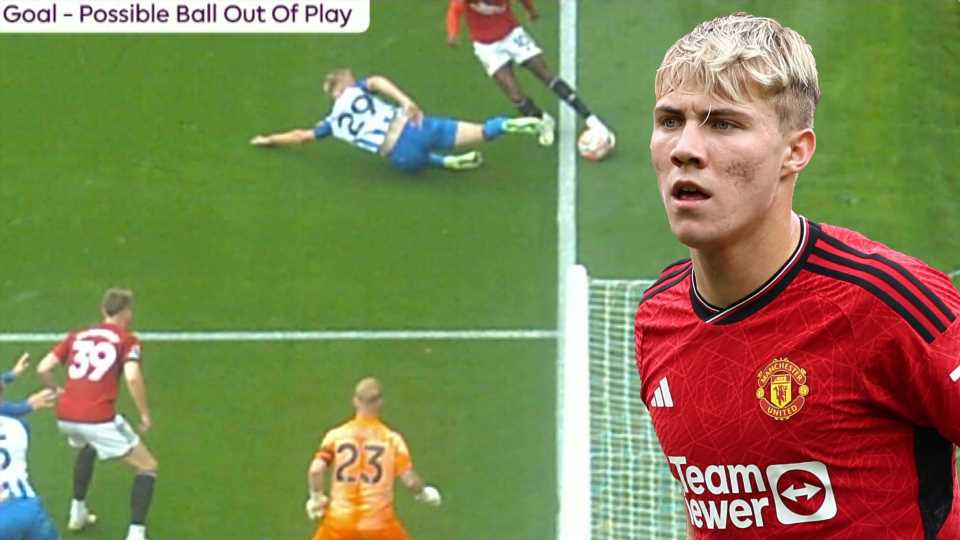 Rasmus Hojlund DENIED first Man Utd goal as fans blast 'nonsense' decision by VAR and bemoan lack of technology | The Sun