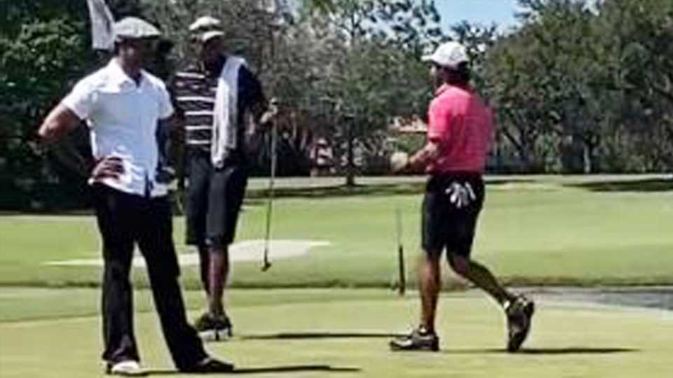 Tiger Woods spotted walking 18 holes and caddying for son Charlie as he wins event and fans love wholesome moment | The Sun