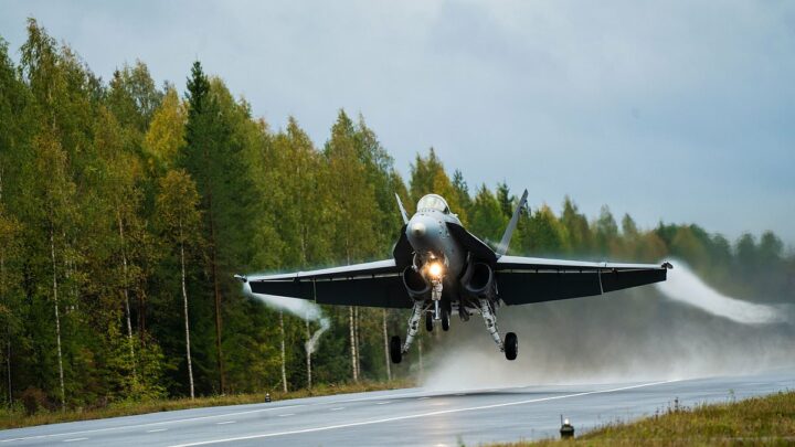 Typhoon jets take off from road to test if they can outmanoeuvre enemy