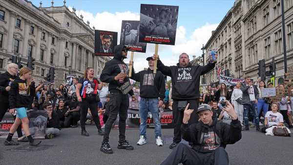 XL Bully owners protest in London against Rishi Sunak&apos;s ban