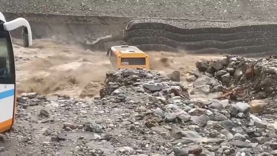 Dramatic moment bus swept away in French river after huge rainfall