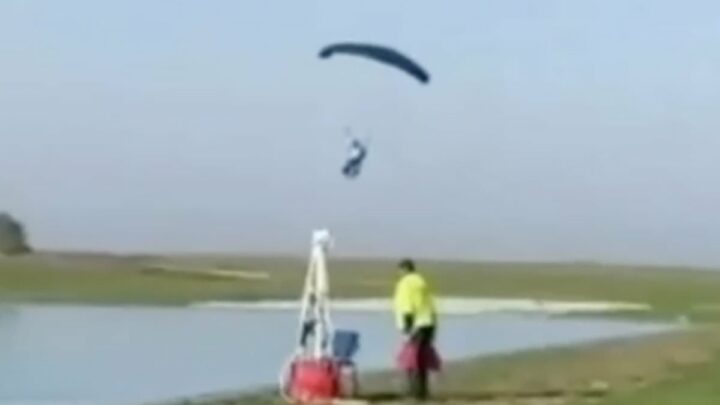 Moment Russian skydiver plunges to death at contest dedicated to Putin