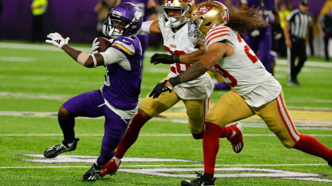 Rookie Jordan Addison strikes twice as Vikings stun 49ers