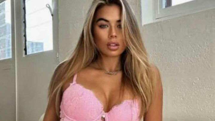 Arabella Chi stuns as she strips off to pink lace lingerie and sheer thong underwear | The Sun