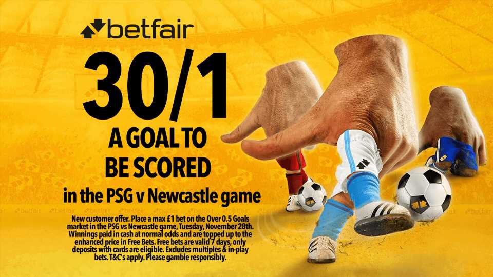 PSG vs Newcastle odds boost: Get 30/1 for a goal to be scored in tonight's Champions League clash with Betfair | The Sun