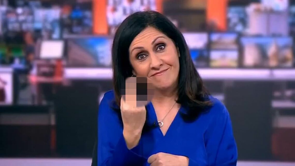 BBC presenter APOLOGISES after giving the middle finger live on air